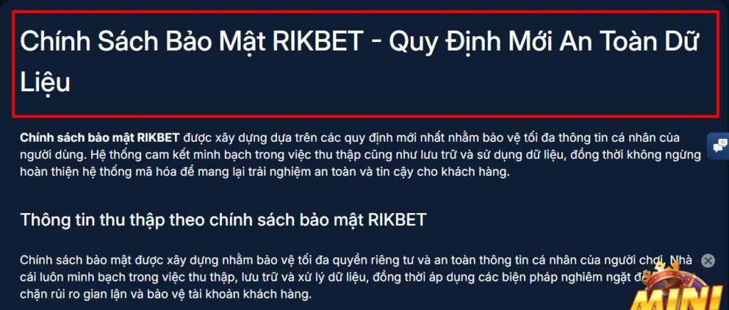 Chính sách bảo mật Rikbet đáng tin cậy nhất năm 2025 1 Chính sách bảo mật Rikbet
