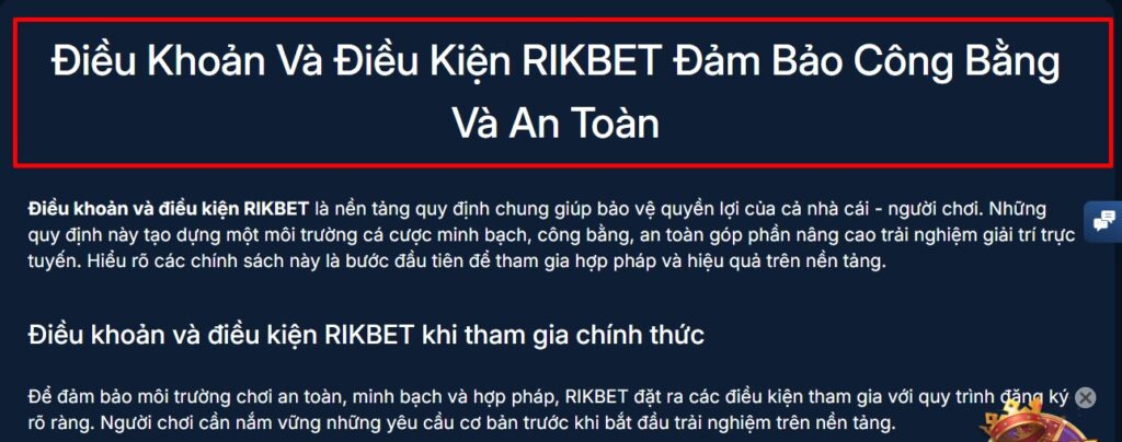 Điều khoản và điều kiện Rikbet: Tổng hợp các nội dung cần thiết 1 Điều khoản và điều kiện Rikbet