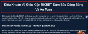Điều khoản và điều kiện Rikbet
